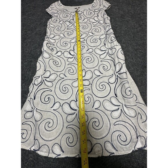 Lina Tomei Women's Floral Embroidered Cap Sleeve Shift Mini Dress Beige Small - Picture 5 of 9